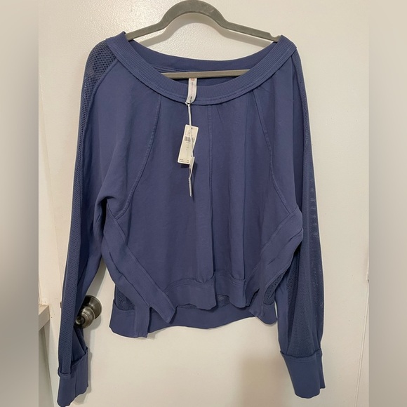 Daily Practice by Anthropologie Navy Marine oversized mesh back yoga Shirt Lg - Picture 3 of 16